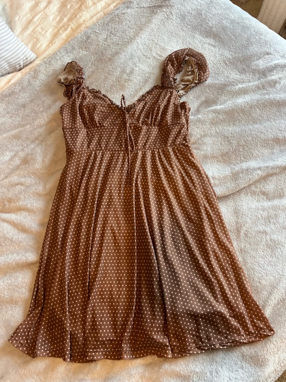 Altar'd State Brown Polka Dot Mini Dress